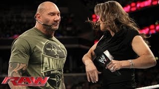 Stephanie McMahon Batista and Randy Orton argue about WrestleMania Raw March 24 2014 [upl. by Akire]