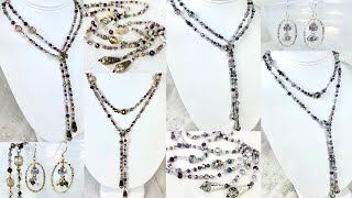 DIY Crystal Shimmer Lariat Necklace Kits New Design amp Color Palettes  New Earring Kit [upl. by Meekah]