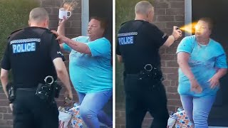 KAREN Throws Drink At Cop Then Gets Pepper Sprayed [upl. by Prentice]