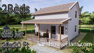 Simple House Design Plan 6x6 Meter 20x20 Feet 2 Bedrooms [upl. by Molton912]