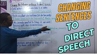 Changing Sentences from Reported Speech Indirect Speech to Direct Speech vconceptsbasicenglish [upl. by Ahsilef]