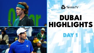 Murray Faces Shapovalov Rublev Hurkacz amp More In Action  Dubai 2024 Day 1 Highlights [upl. by Alahcim]