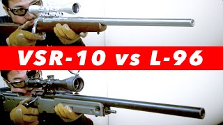 東京マルイ VSR10 vs L96 AWS 比較 してみた。 スナイパーライフル 対決123 [upl. by Hcirdla]