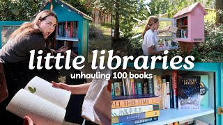 Little Free Library Vlog 📚✨ unhauling 100 books surprise finds bookstore trip [upl. by Salb]