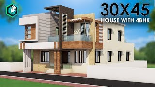 30X45  4BHK house plan with parking  designed by SamE STUDIO [upl. by Novaelc734]