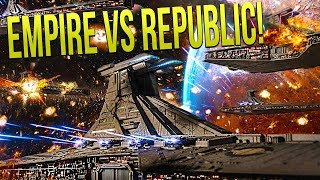 EMPIRE SUPER STAR DESTROYER vs REPUBLIC VENATORS  Star Wars Empire at War Yoden Mod [upl. by Atiloj]