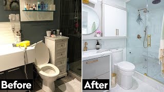 See This Small Condo Bathroom Transform Into A Luxe AtHome Spa [upl. by Nauqram]