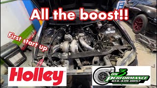 Installing On3 performance t6 fbody 86mm turbo kit she fired up [upl. by Inafit31]