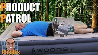 Woods Camping Inflatable Mattress Review Double High with Built in Pump [upl. by Rice]