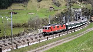 TRENI PASSEGGERI TRA EUROCITY INTERCITY E REGIONALI IN TRANSITO A WASSEN CH 25  4  2015 [upl. by Ferrick]