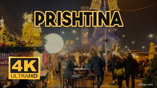 The Wonderful Atmosphere in Prishtina  New Year Eve  4K Walkthrough [upl. by Ahsha]