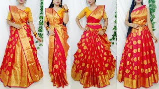 Banarasi Silk Saree Draping in 5 StylesSaree Wearing Styles to look elegantSilk saree draping idea [upl. by Danni911]