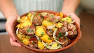 Шашлык больше не нужен САМОЕ вкусное МЯСО с картошкой на сковороде Вариация грузинского Оджахури [upl. by Hadria]