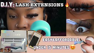 DI￼Y EYELASH EXTENSIONS AT HOME  EASY amp AFFORDABLE KISS FALSCARA TUTORIAL Tymarrahgi💗 [upl. by Llerryt49]