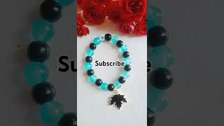 Black 🖤 and Blue 💙 beads braceletblack leaf Chamrs howtomakeabeadbracelet beadedbracelet [upl. by Nunnery968]