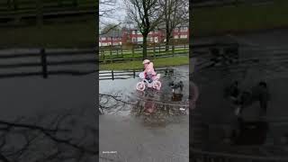 Little Girl Riding Bike Falls Into Puddle 🤣💦 [upl. by Kippie]