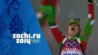 Biathlon  Womens 10km Pursuit  Domracheva Wins Gold  Sochi 2014 Winter Olympics [upl. by Nerrol]