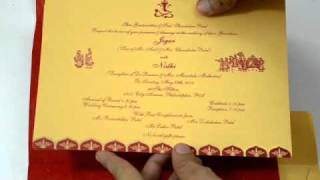 D523 Red Color Hindu Cards Indian Wedding Invitations Hindu Wedding Invitations Wedding Cards [upl. by Joana]