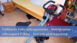 Faltbarer Fahrradergometer  Heimtrainer  Ultrasport FBike  Extrem platzsparend [upl. by Anyotal]