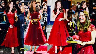 Catherine Radiant In Dazzling Red Marchesa Notte Dress As She Got Surpised Gift [upl. by Elokcin]