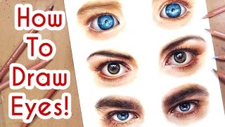 DRAWING EYES PART 1 Coloured Pencil Drawing Tutorial Episode 6 [upl. by Alcock]