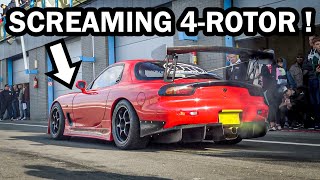 Amazing 4rotor Mazda FD RX7 26B 4rotor wankel sound LOUD [upl. by Shultz]