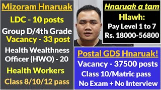 India Post GDS hnaruak 37500 posts  Mizoram LDC Hnaruak  10 post  Group D  33 Posts [upl. by Rodger]