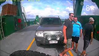 Exiting barge at high tide Inskip Point to Fraser Island [upl. by Atnauqahs]