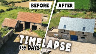 TIMELAPSE 365 jours de RÉNOVATION dune GRANGE EN MAISON avantaprès [upl. by Neillij]