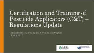 Certification and Training of Pesticide Applicators Regulations Update [upl. by Treacy]