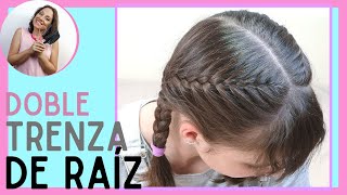 💕Cómo HACER doble TRENZA FRANCESA PEINADOS FÁCILES  Trenza de RAÍZ doble PASO A PASO  PEQUEINADOS [upl. by Swee]