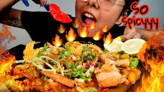 🔥EATING SPICY GHUGNI SAMOSA CHAT 🔥 GHUGNI WITH BHOOT JOLOKIA🌶️ MUKBANG [upl. by Droffilc]