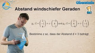 Abstand windschiefer Geraden  Gymnasium  Geraden und Ebenen  StrandMathe  Übung 1 [upl. by Ailati]