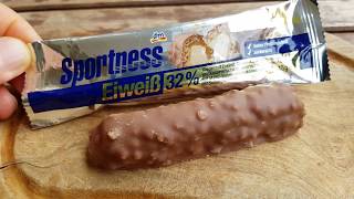 ProteinriegelTest DM Sportness Eiweiß 32  low carb [upl. by Nuawad]