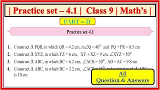 Practice set 41 class 9 maths part 2  Chapter 4 Constructions of Triangles Maharashtra class9th [upl. by Allebram365]