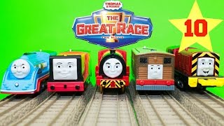 THOMAS AND FRIENDS THE GREAT RACE 10 TRACKMASTER VICTOR of Sodor Steamworks KIDS PLAYING TOY TRAINS [upl. by Dag917]