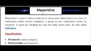 الحلقة  18   دواء البيثدين Pethidine او Meperidine [upl. by Picardi]