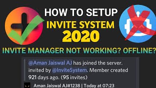 How To add and setup Invite System in Discord 2020  Invite Manager Not Working  Bot Offline [upl. by Seaddon]