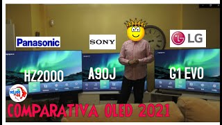 Sony A90J vs LG G1 EVO vs Panasonic HZ2000  Comparativa OLED 2021 [upl. by Aneloaup]