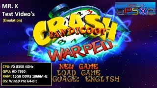 ePSXe 205 PSX Crash Bandicoot 3 Warped PAL Version  Test Video [upl. by Enerod487]