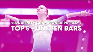 Top 5 Routines  Uneven Bars  Junior Women Day 1  2024 Xfinity US Championships [upl. by Novaelc218]