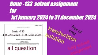 bmtc 133 solved assignment 2024 [upl. by Ravi]