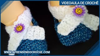 Sapatinho de Bebê em Croche Pequetito  Aprendendo Crochê [upl. by Novy]