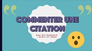 BAC DE FRANÇAIS Commenter une citation [upl. by Dotty]