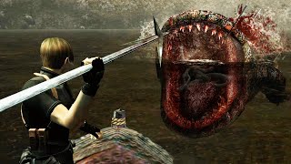 RESIDENT EVIL 4  Del Lago Lake Monster Boss Fight RE4 4K 60FPS [upl. by Coulter547]