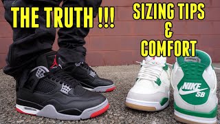 THE TRUTH JORDAN 4 BRED REIMAGINED vs SB4  SIZING TIPS AND COMFORT [upl. by Garretson]