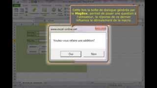 VBA  Excel 2010  MsgBox et boucle IF  Macro interactive 33 [upl. by Heinrick]