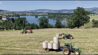 Heuernte im Höllfeld 🇨🇭🐄 vom Feld Rundballentrockner bis in den Stall [upl. by Maya]