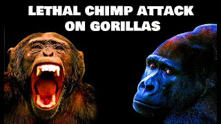 Lethal Coalitionary Chimpanzee Attack on Group of Gorillas [upl. by Applegate]