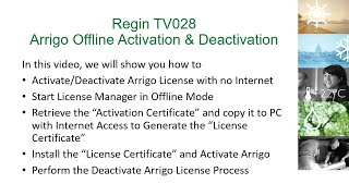 Regin TV028 Arrigo Offline Activation and Deactivation [upl. by Matthias]